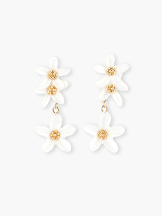 Boucles d'oreilles pendantes fleurs de citron