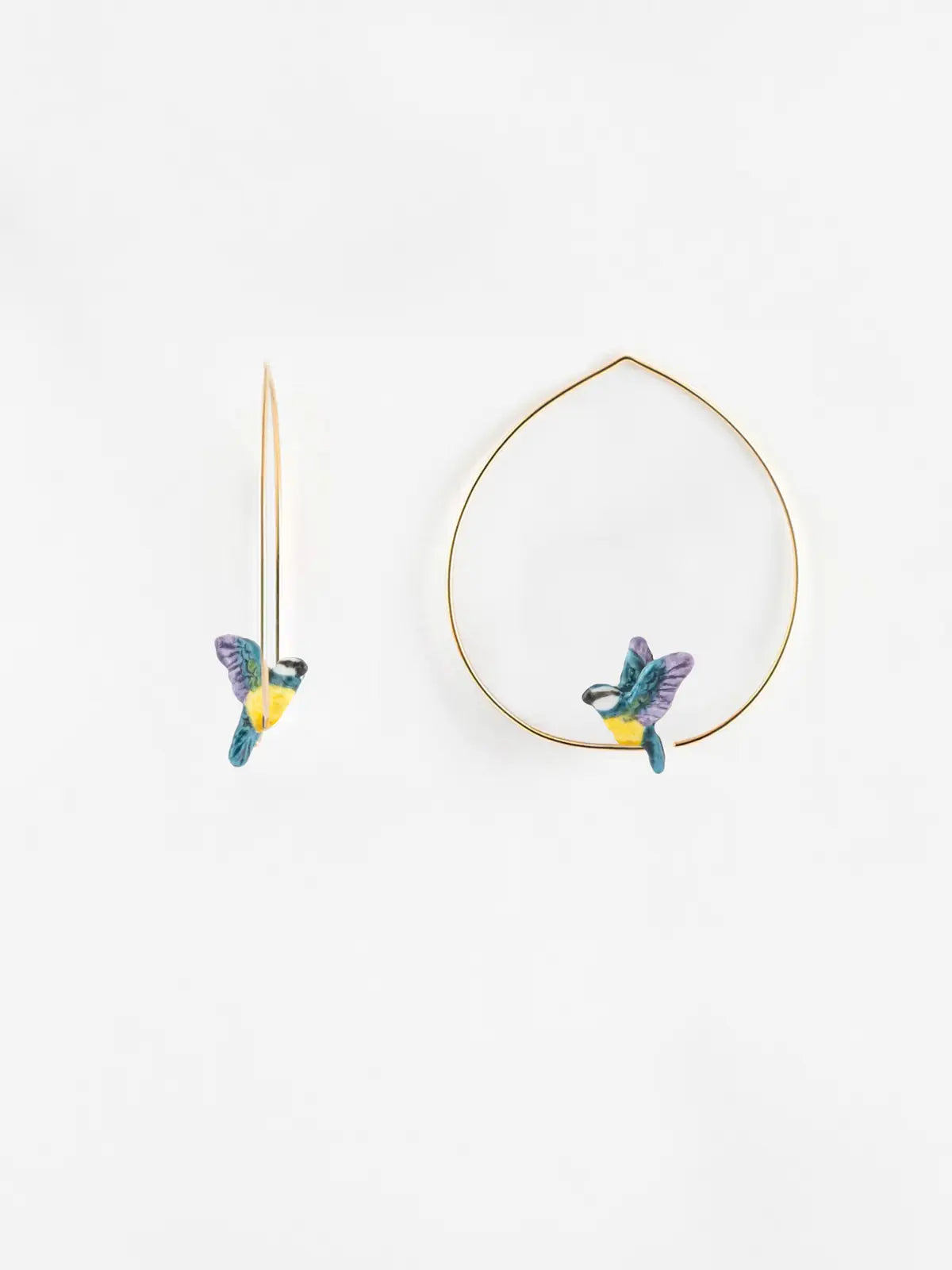 Boucles d'oreilles créoles mésange en vol