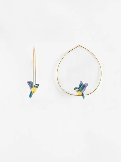 Boucles d'oreilles créoles mésange en vol