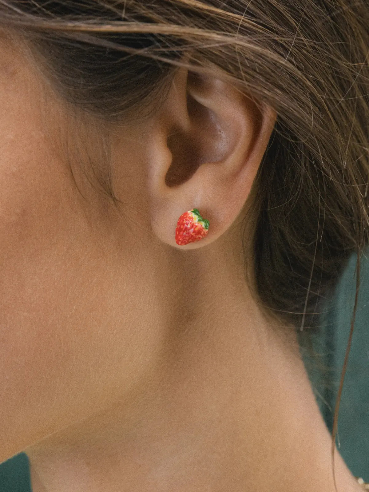 Boucles d'oreilles puces - fraise