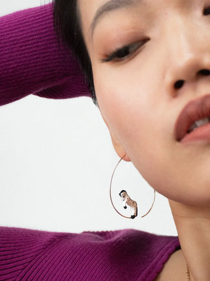 Large white horse hoop earrings