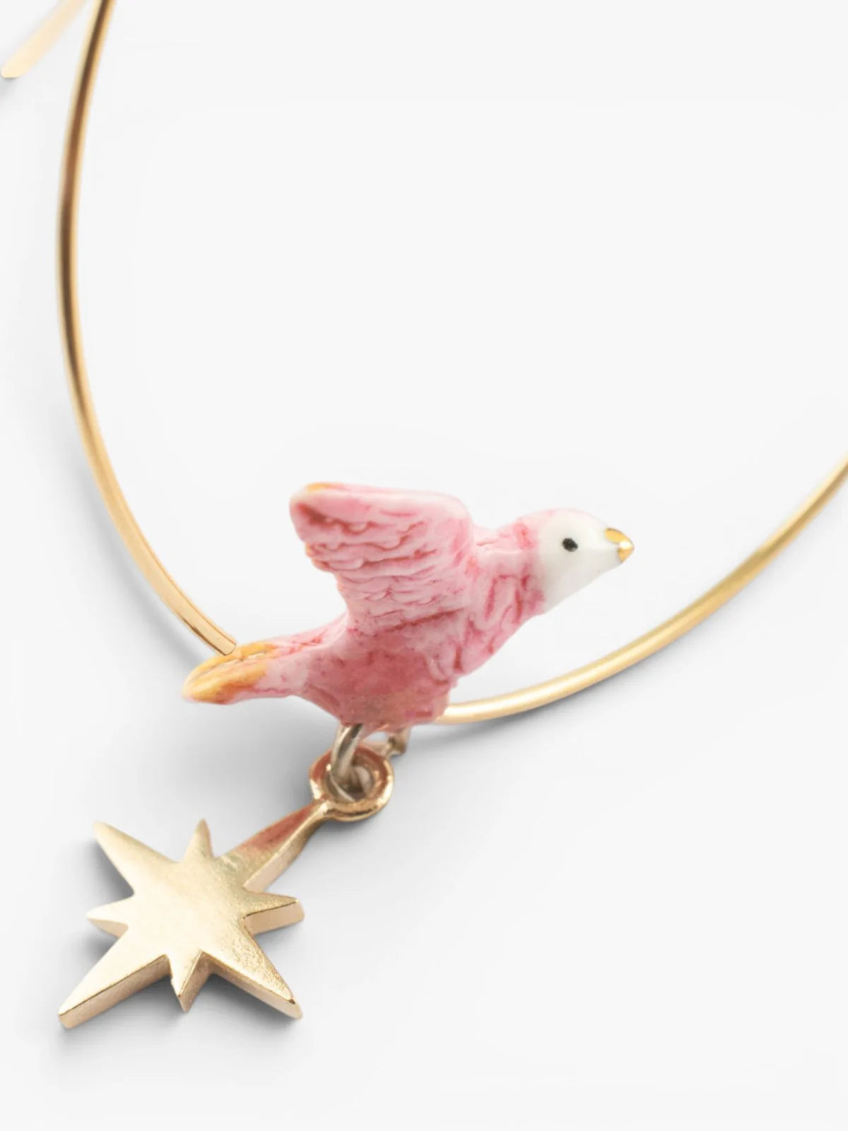 Medium-sized Creole earrings in pink dove and star