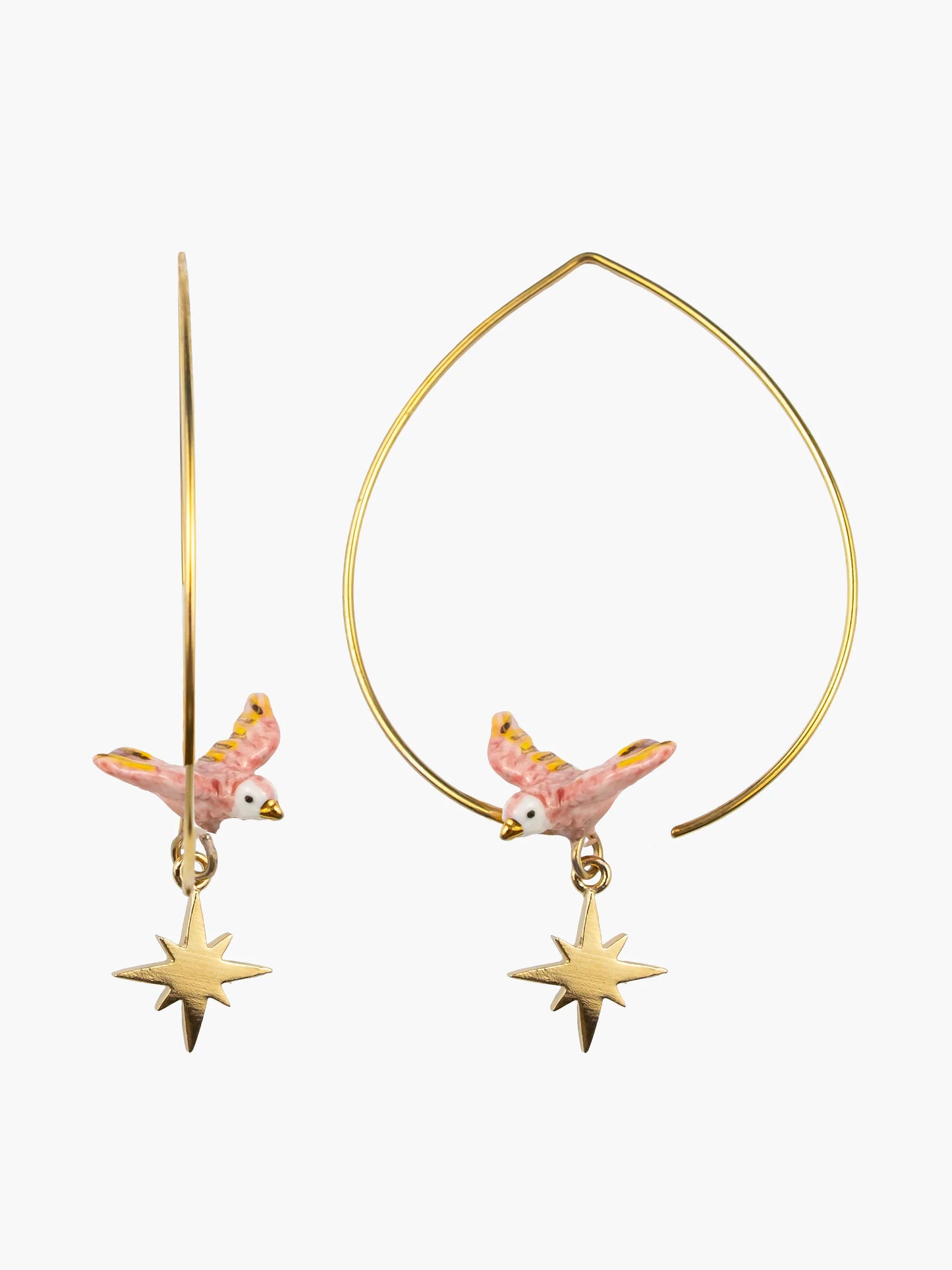Medium-sized Creole earrings in pink dove and star