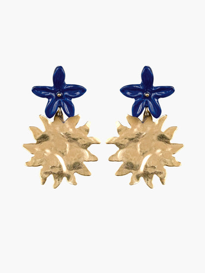 Blue jasmine and sun drop earrings