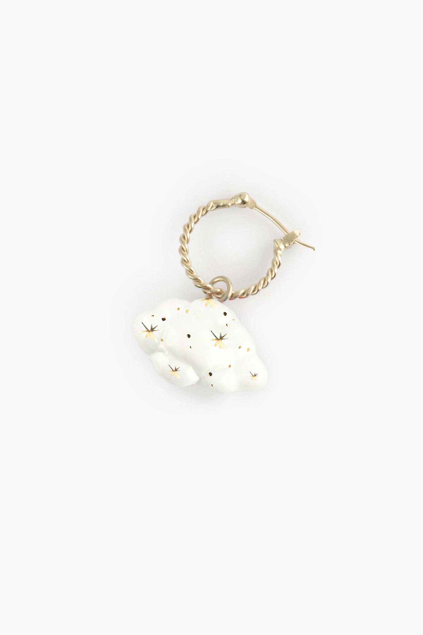 Mini white and gold cloud hoop earrings - Sold individually