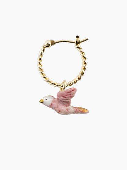 Mini pink dove hoop earrings - Sold individually