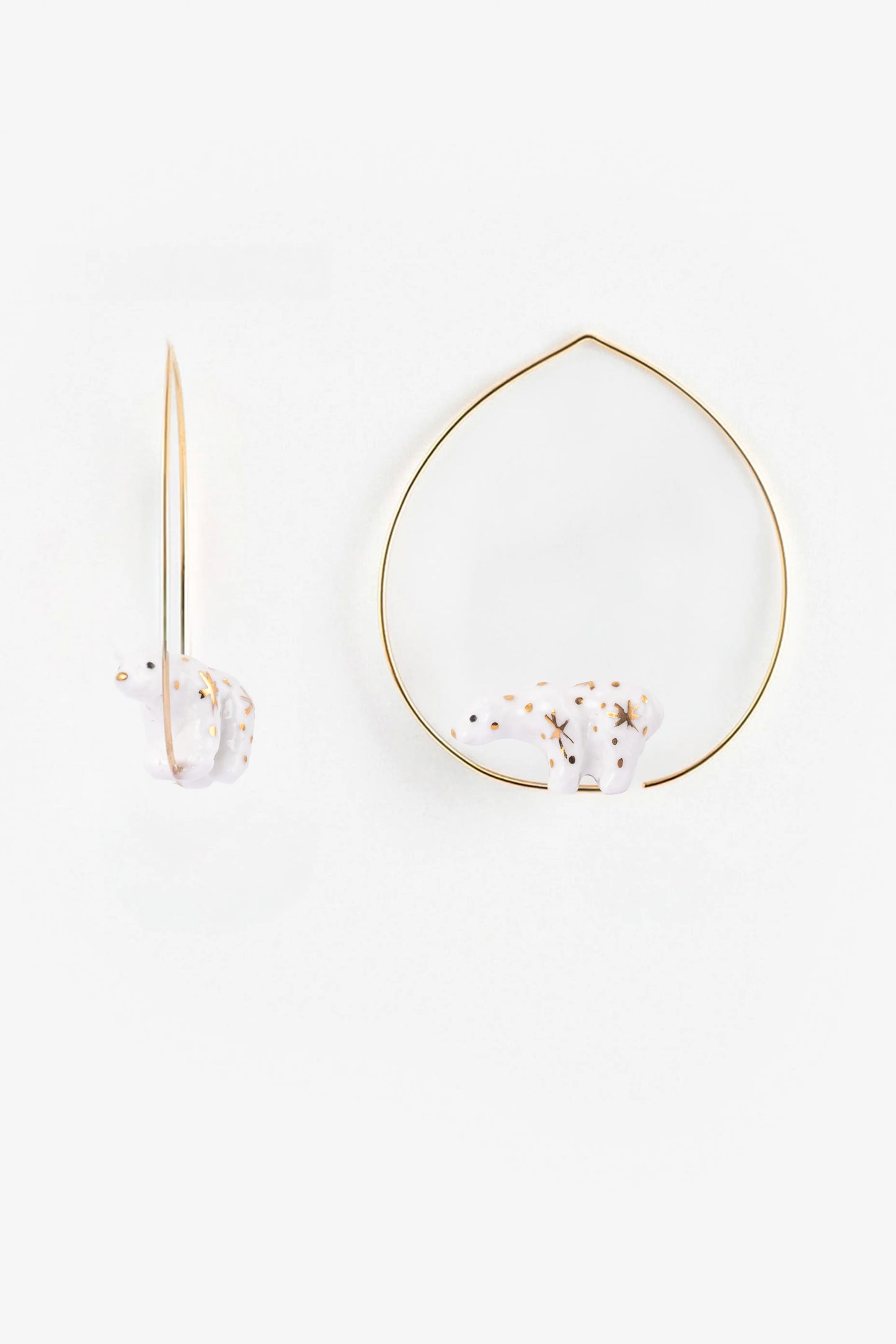 Grandes créoles ours blanc et doré