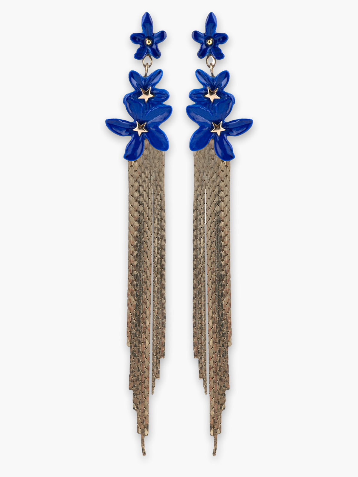 Orecchini con frange di fiori di gelsomino blu