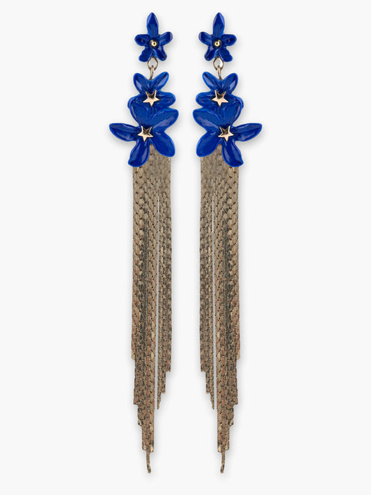 Orecchini con frange di fiori di gelsomino blu