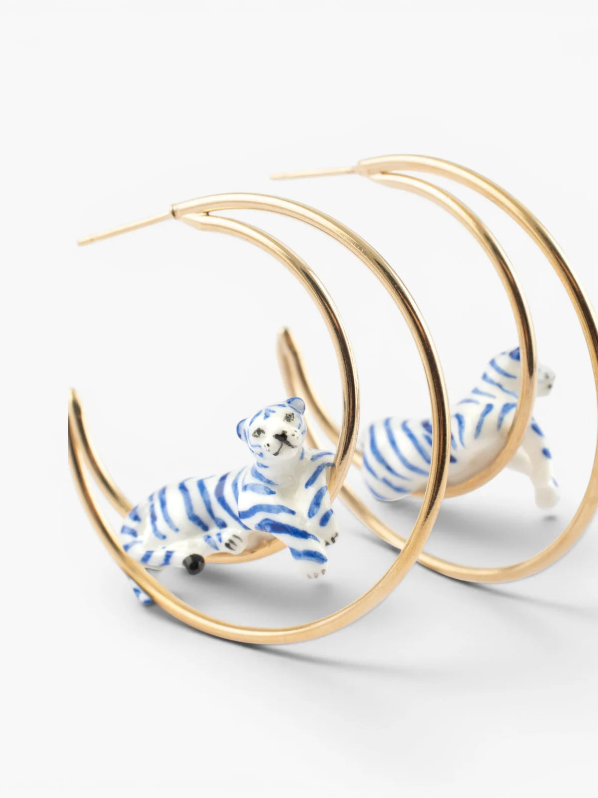 Créoles lune tigre bleu