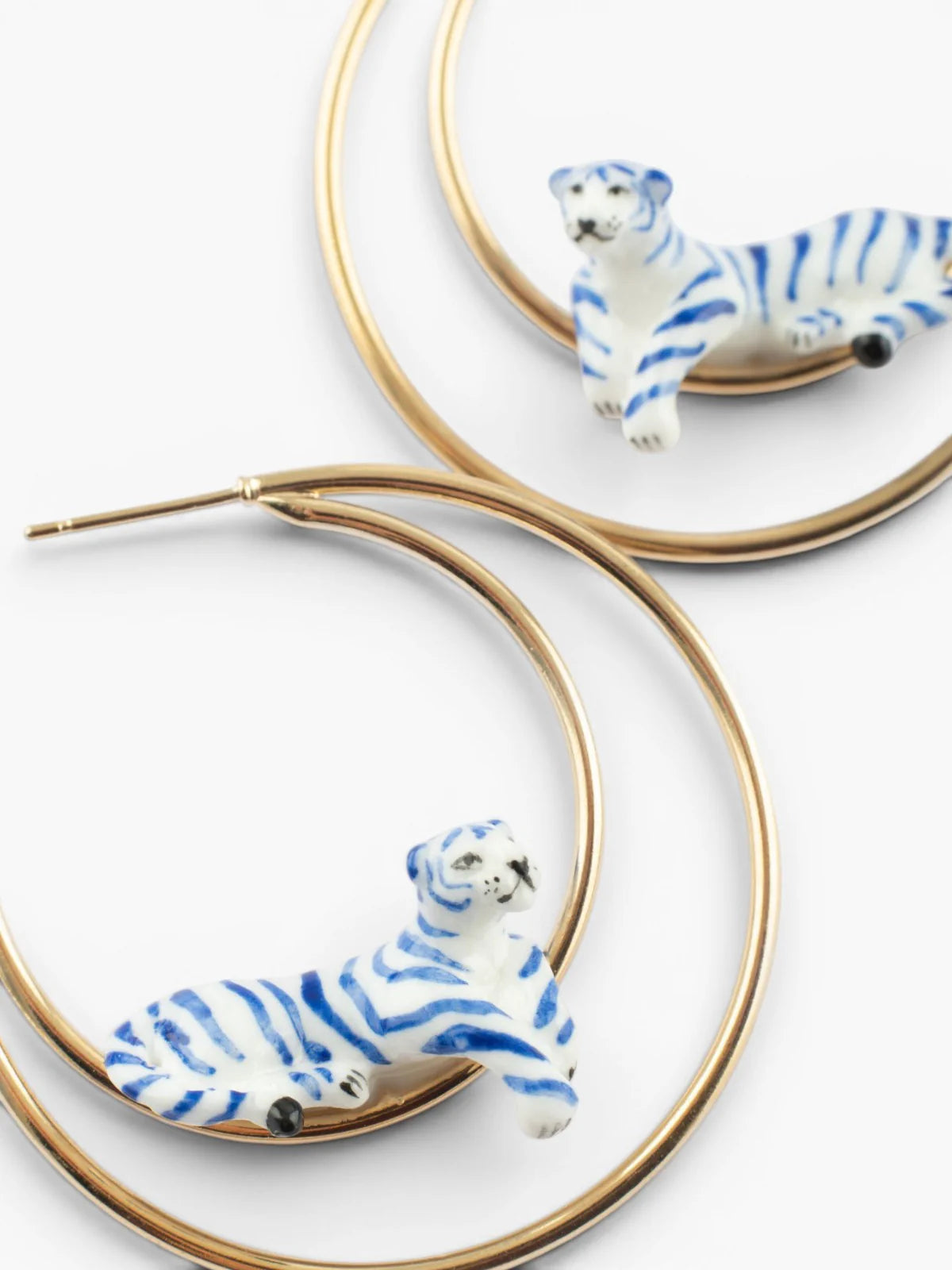 Créoles lune tigre bleu