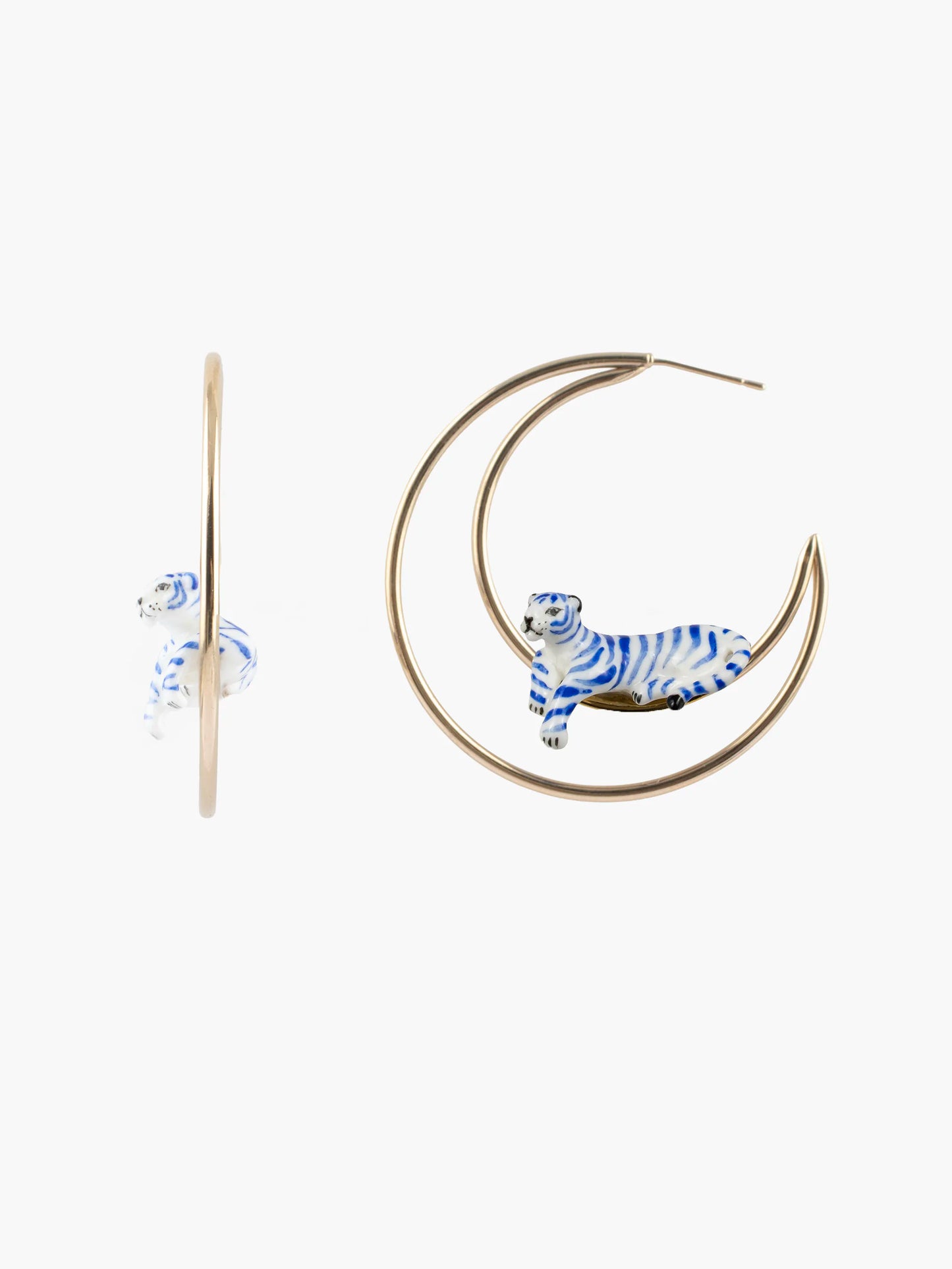 Créoles lune tigre bleu