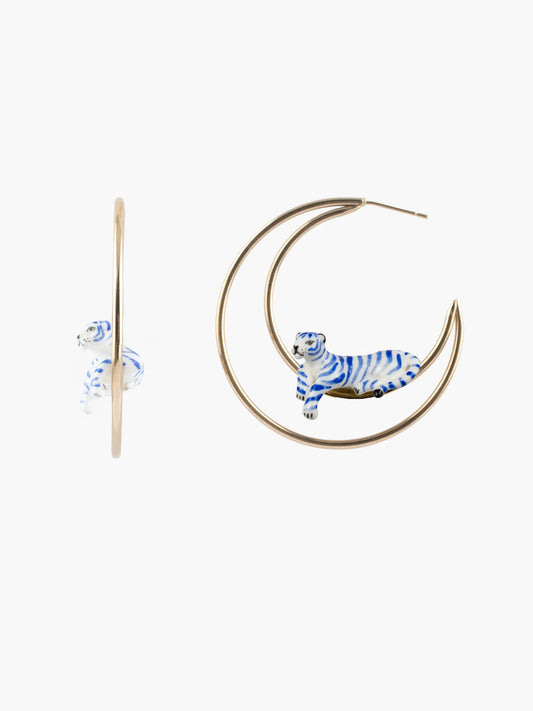 Créoles lune tigre bleu