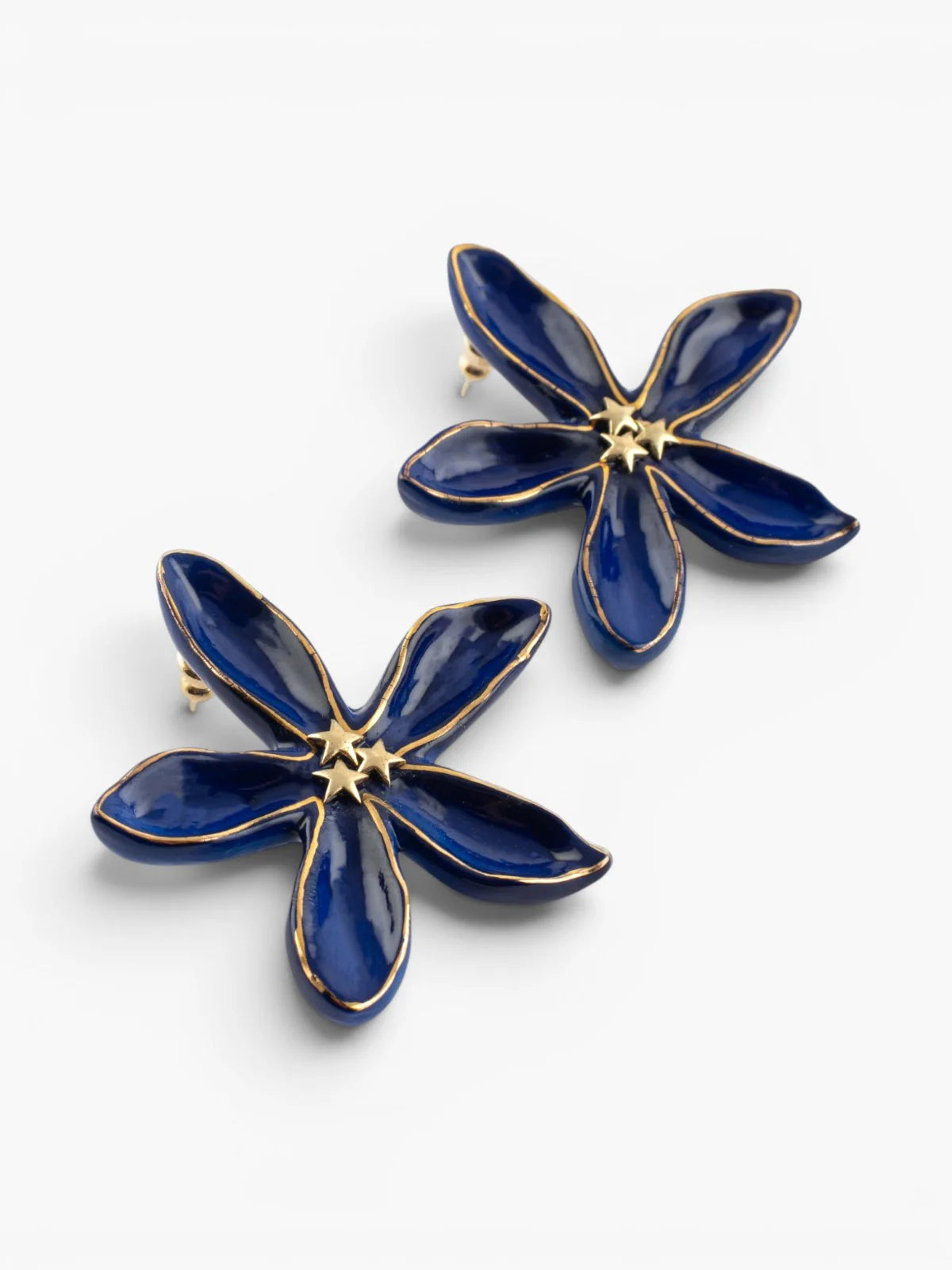 Boucles d'oreilles puces - Maxi jasmin bleu
