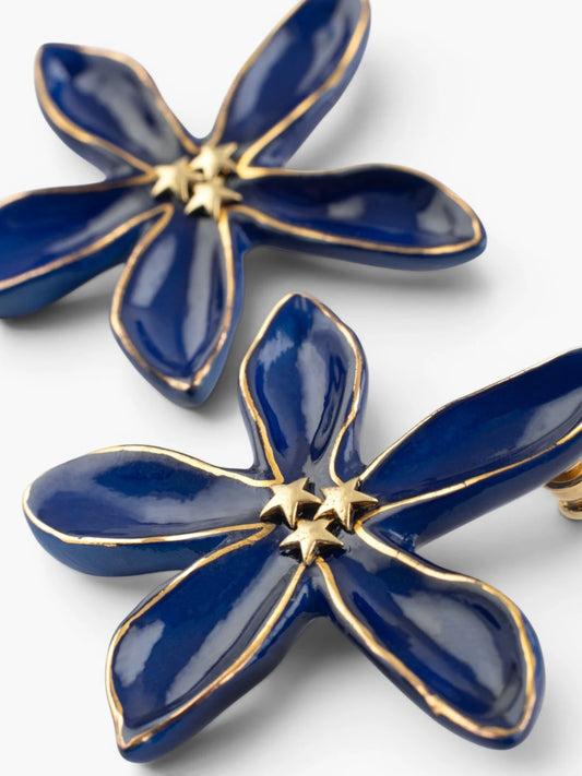 Boucles d'oreilles puces - Maxi jasmin bleu