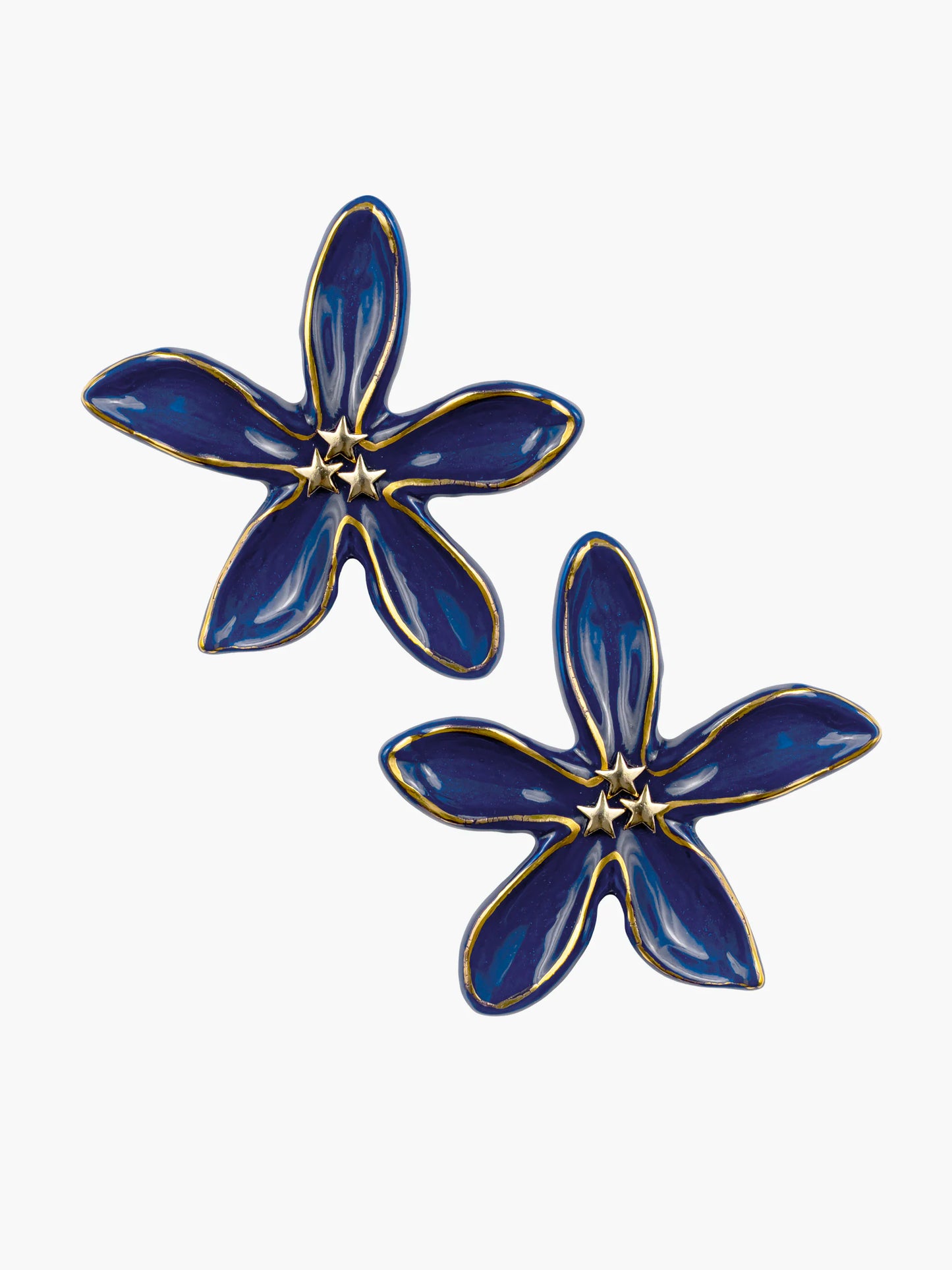 Boucles d'oreilles puces - Maxi jasmin bleu