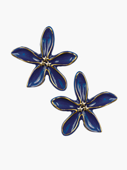 Boucles d'oreilles puces - Maxi jasmin bleu