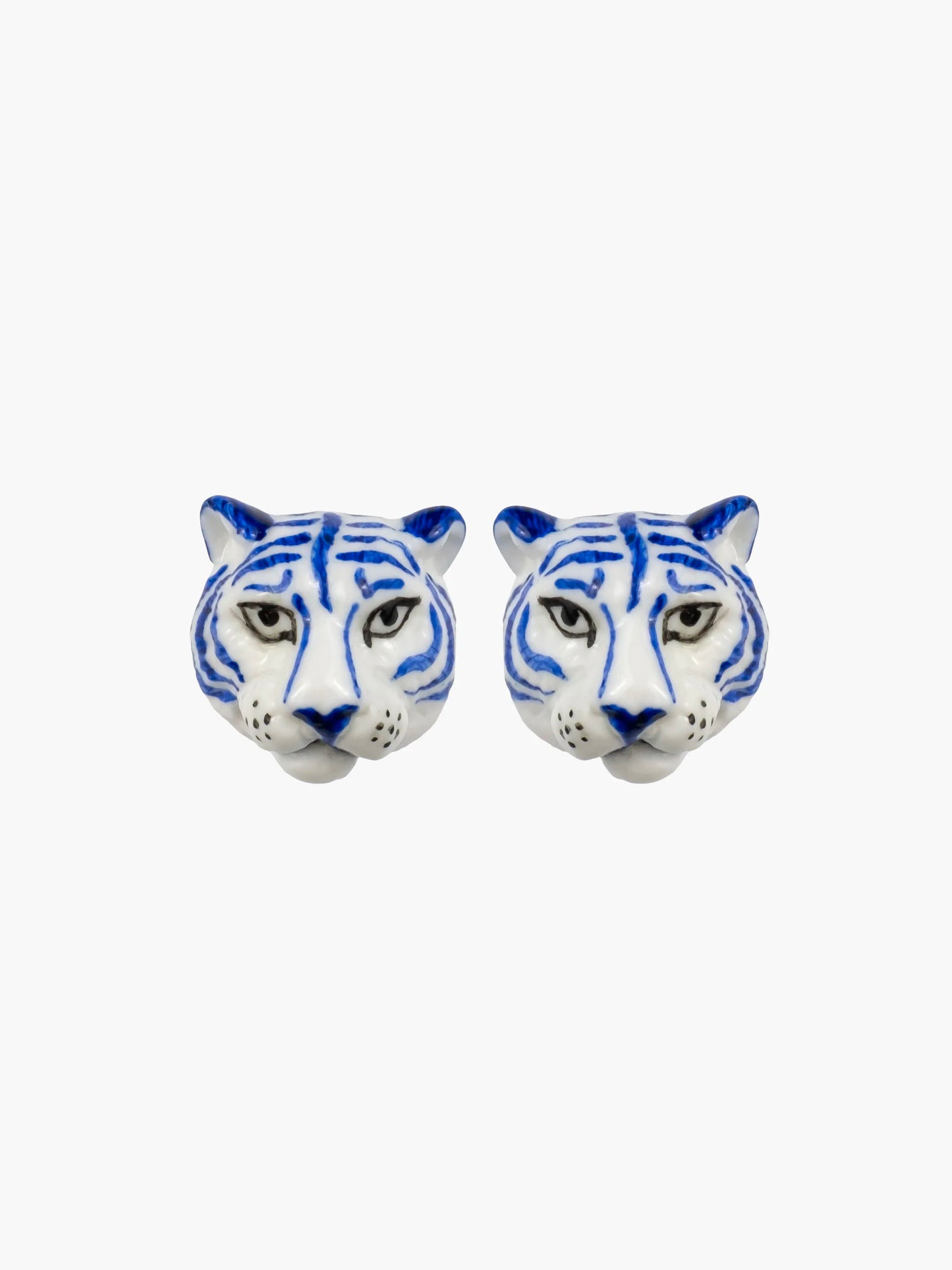 Boucles d'oreilles puces -  tigre bleu