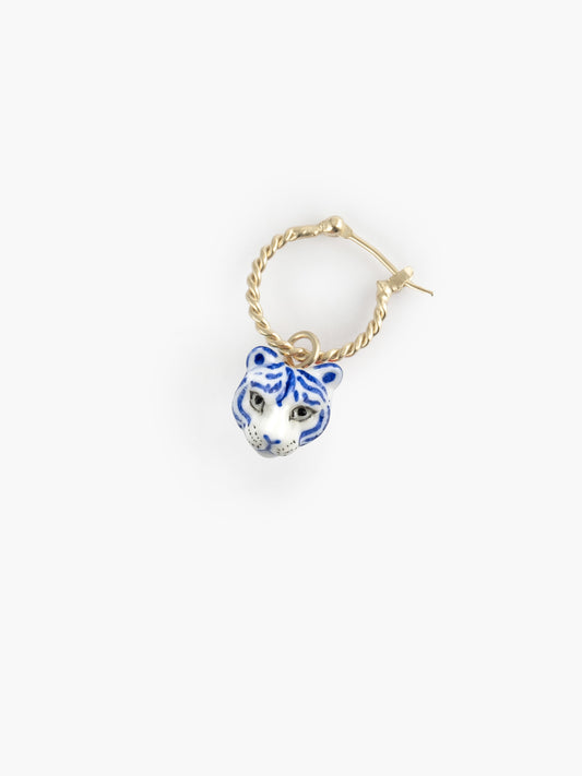 Mini orecchini a cerchio con tigre blu - Venduti singolarmente