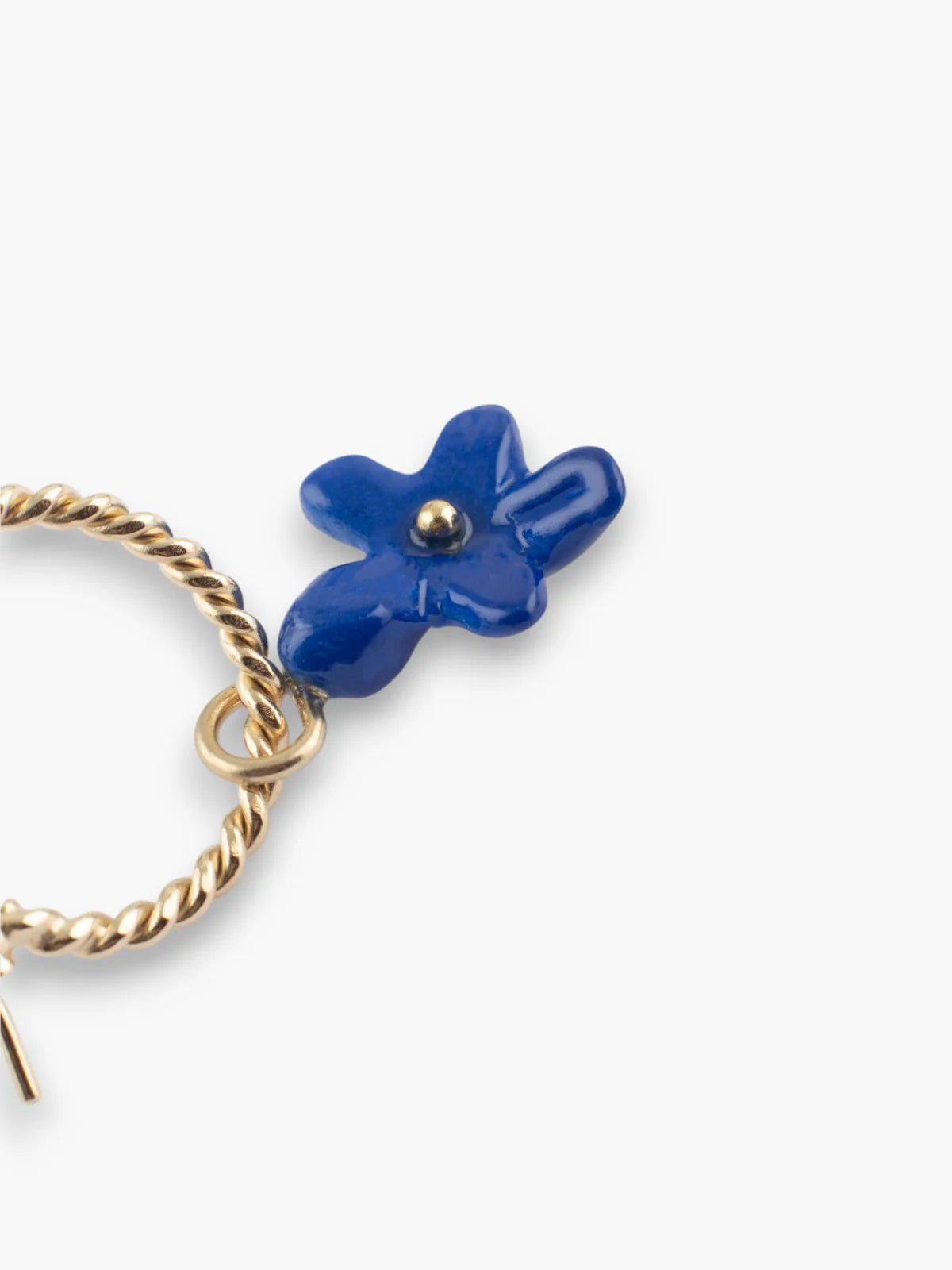 Mini blue jasmine hoop earrings - Sold individually