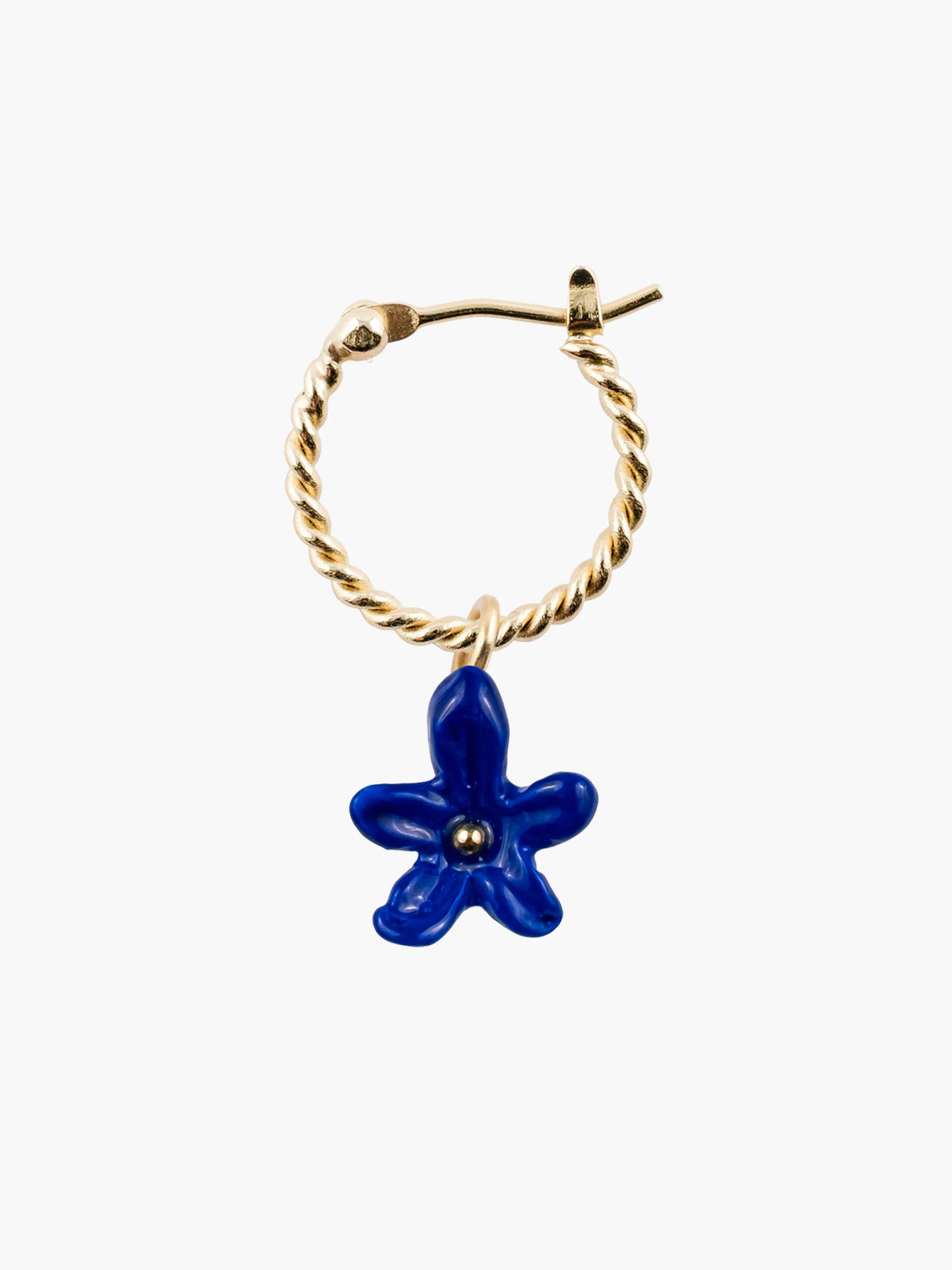 Mini blue jasmine hoop earrings - Sold individually
