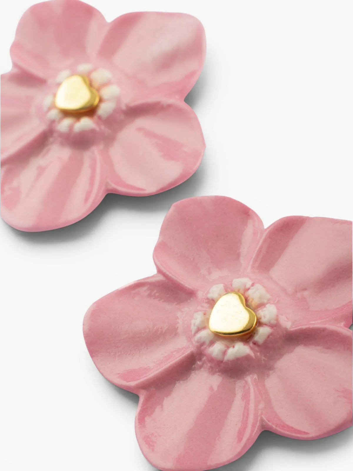 Boucles d'oreilles puces - Fleur de myosotis Octobre rose.