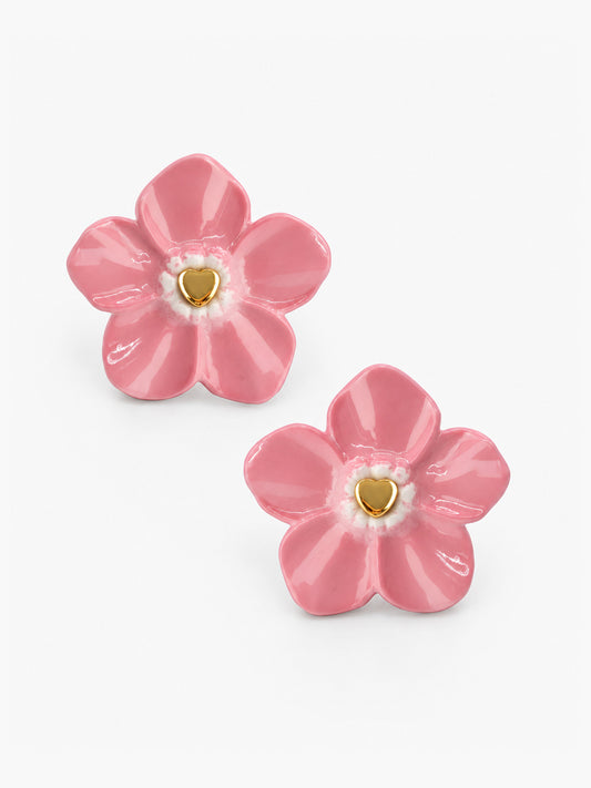 Stud earrings - Forget-me-not flower Pink October.