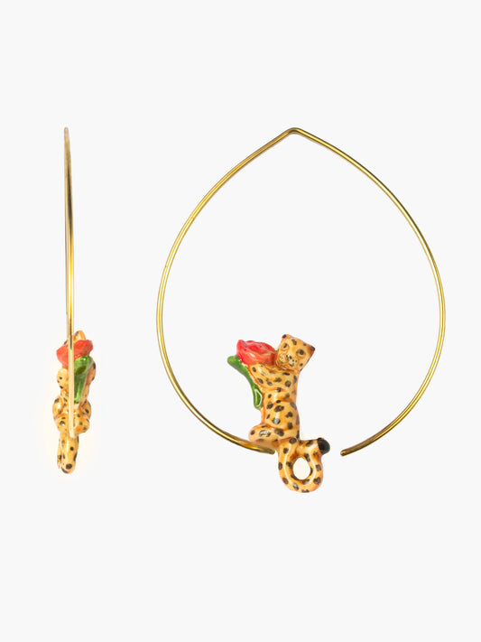 Grandes créoles léopard et rose - 15 ans