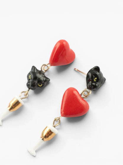 Panther, heart and champagne drop earrings - 15 years