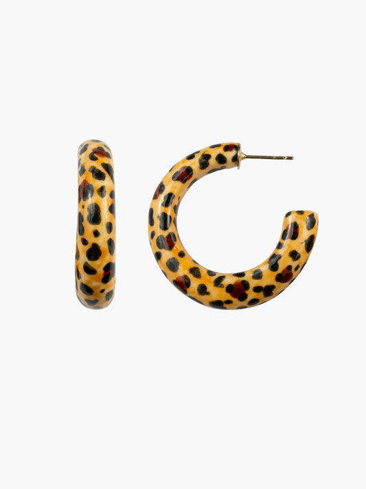 Boucles d'oreilles créoles motif léopard - 15 ans