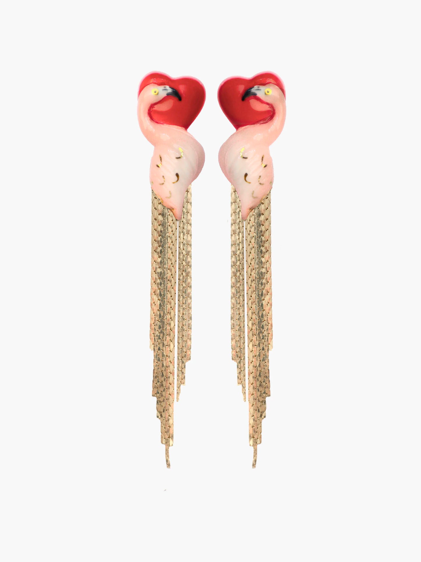 Flamingo and heart fringe earrings - 15 years
