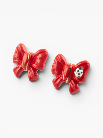 Stud earrings - Bow and ladybug 15 years