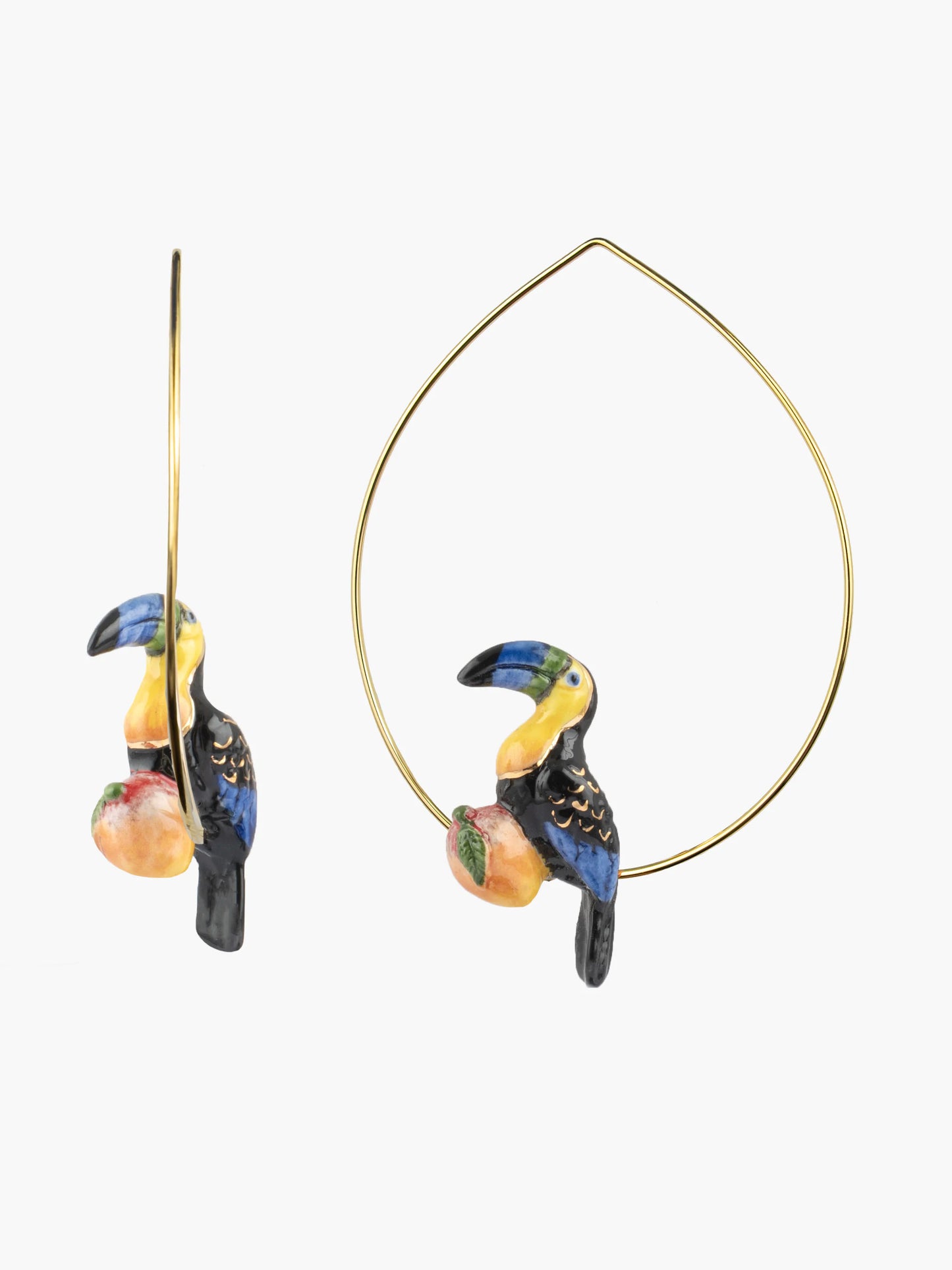 Grandes créoles toucan et mangue