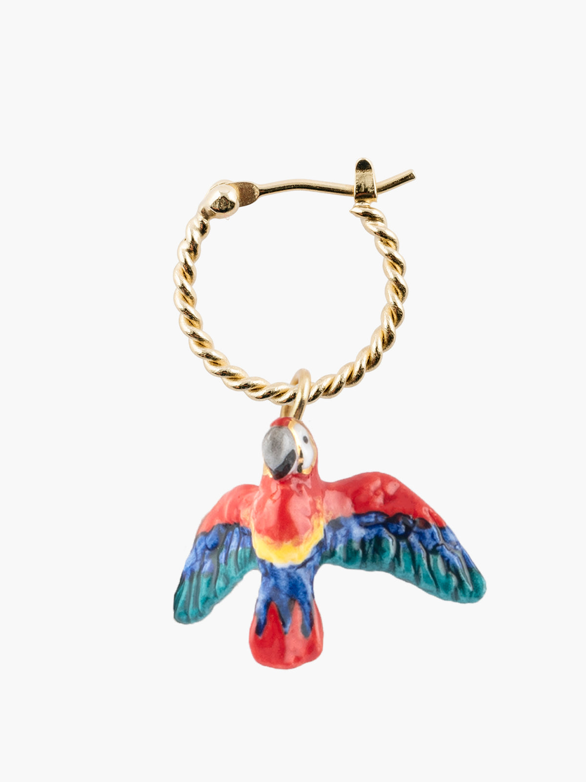 Mini red parrot hoop earring - Sold individually