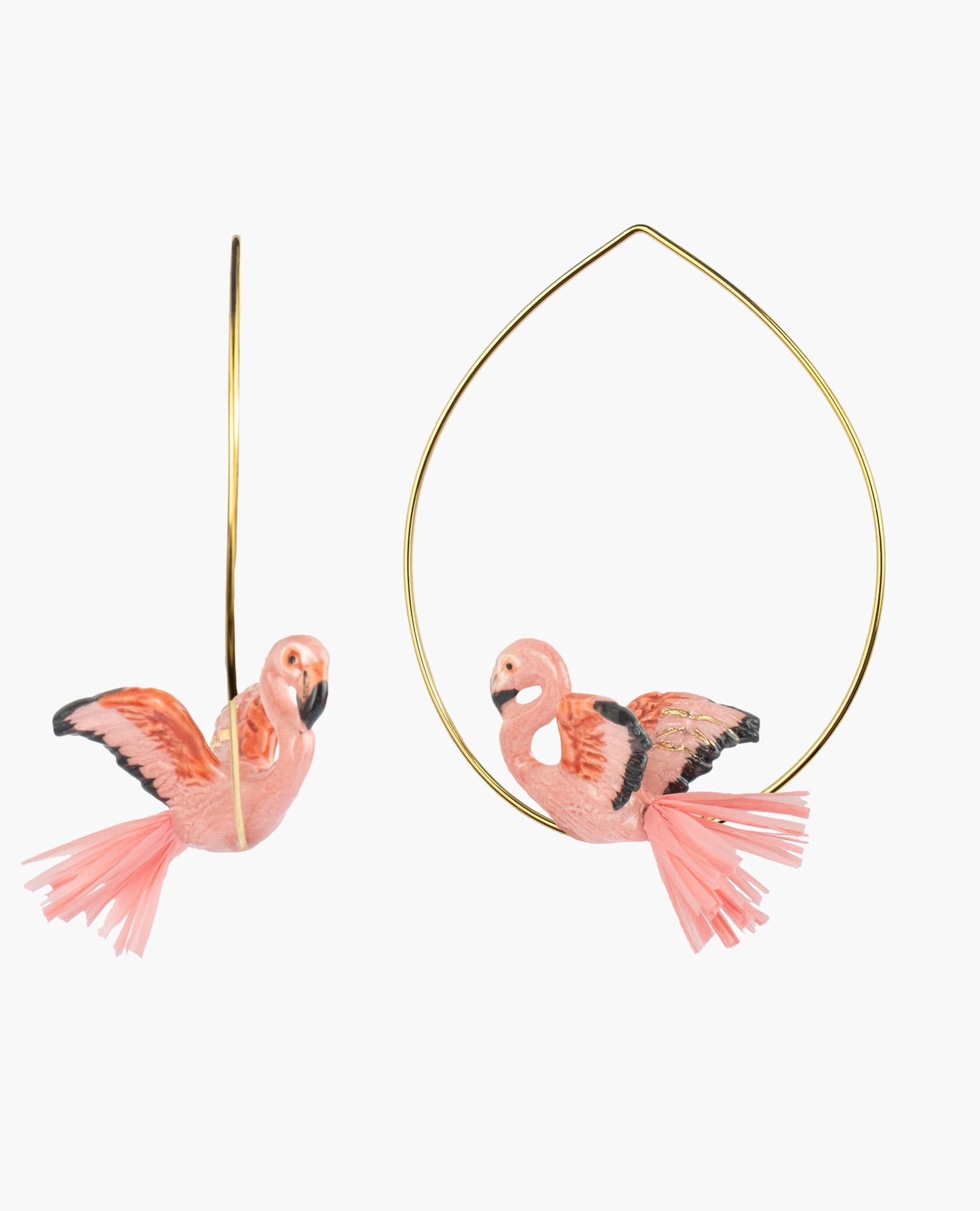 Grandes créoles flamant rose et raphia