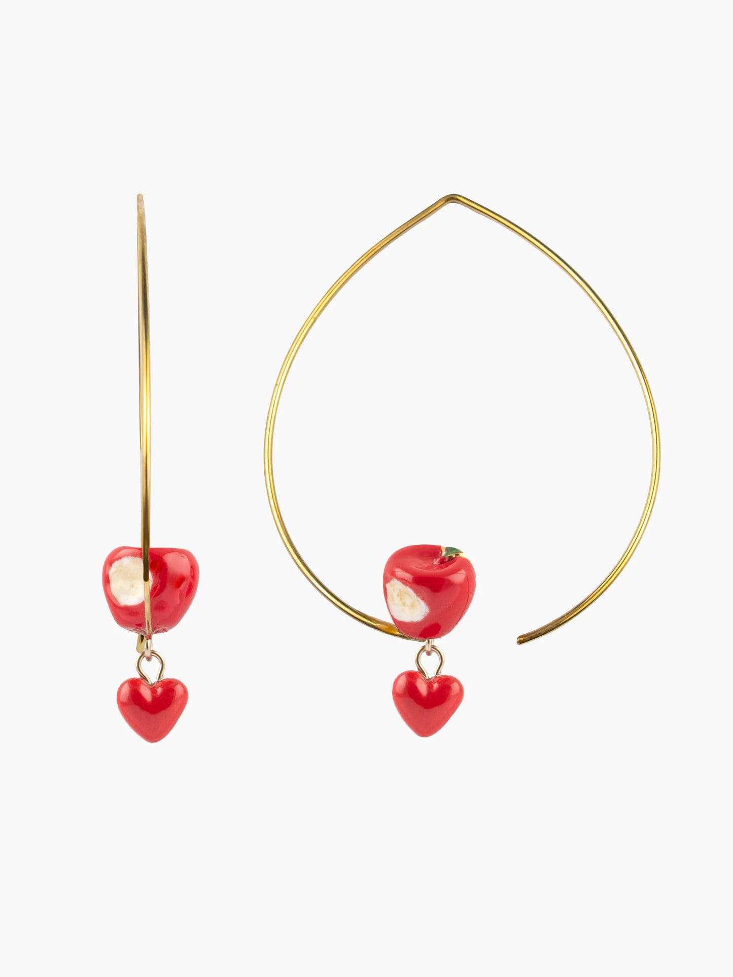 Creole love apple and heart earrings