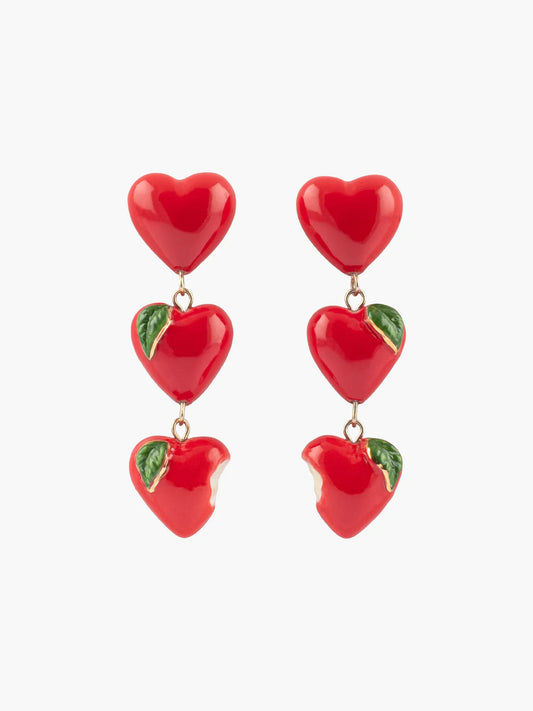 Red apple drop earrings