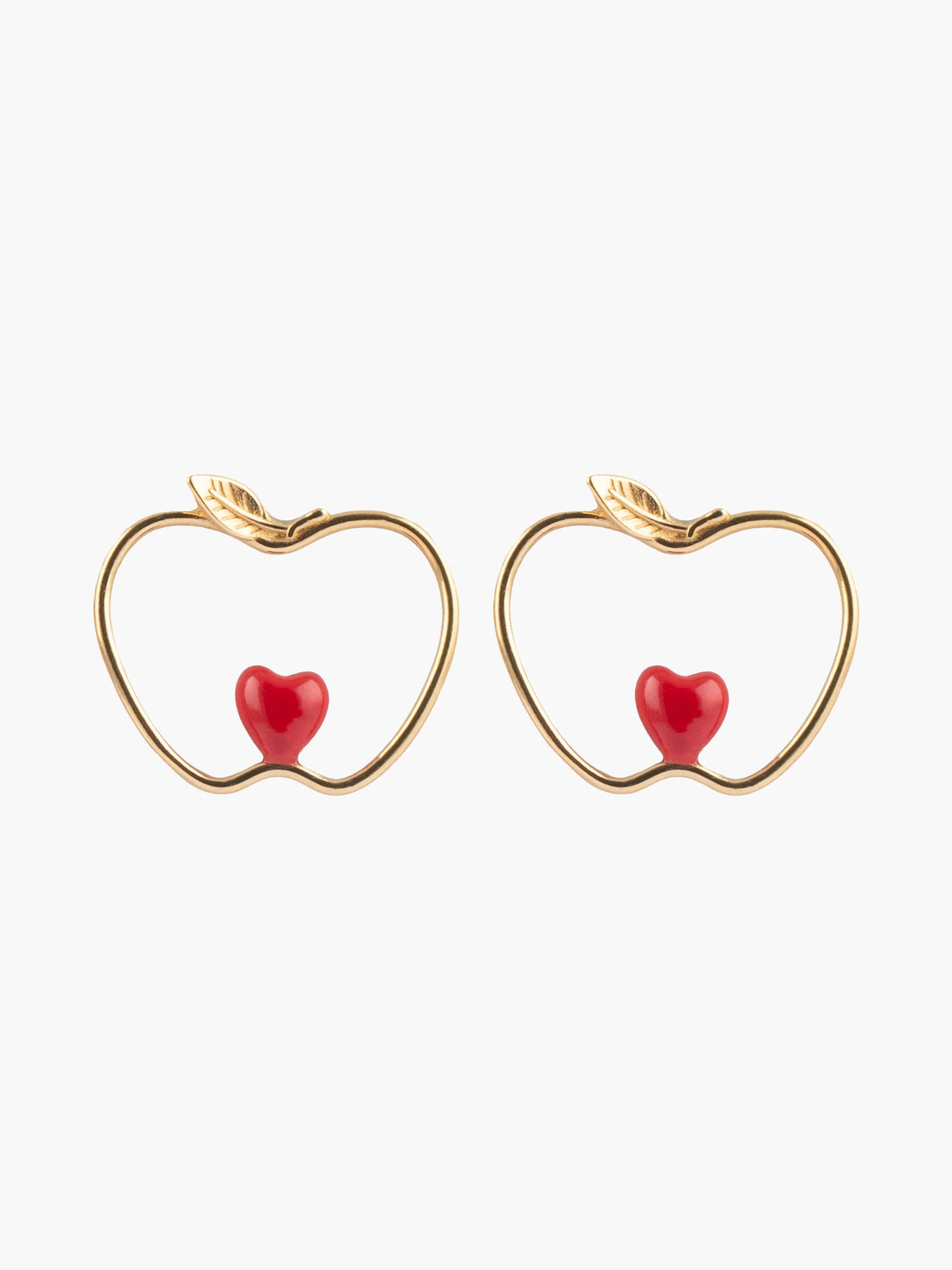 Carved Apple and Heart Earrings