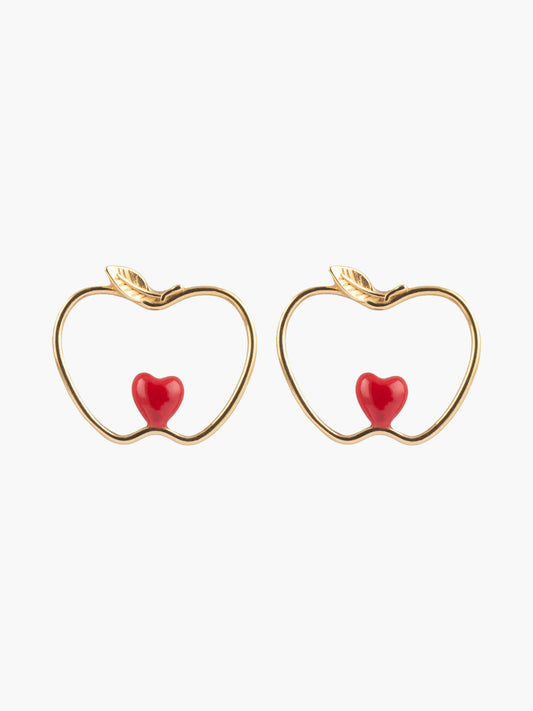 Carved Apple and Heart Earrings