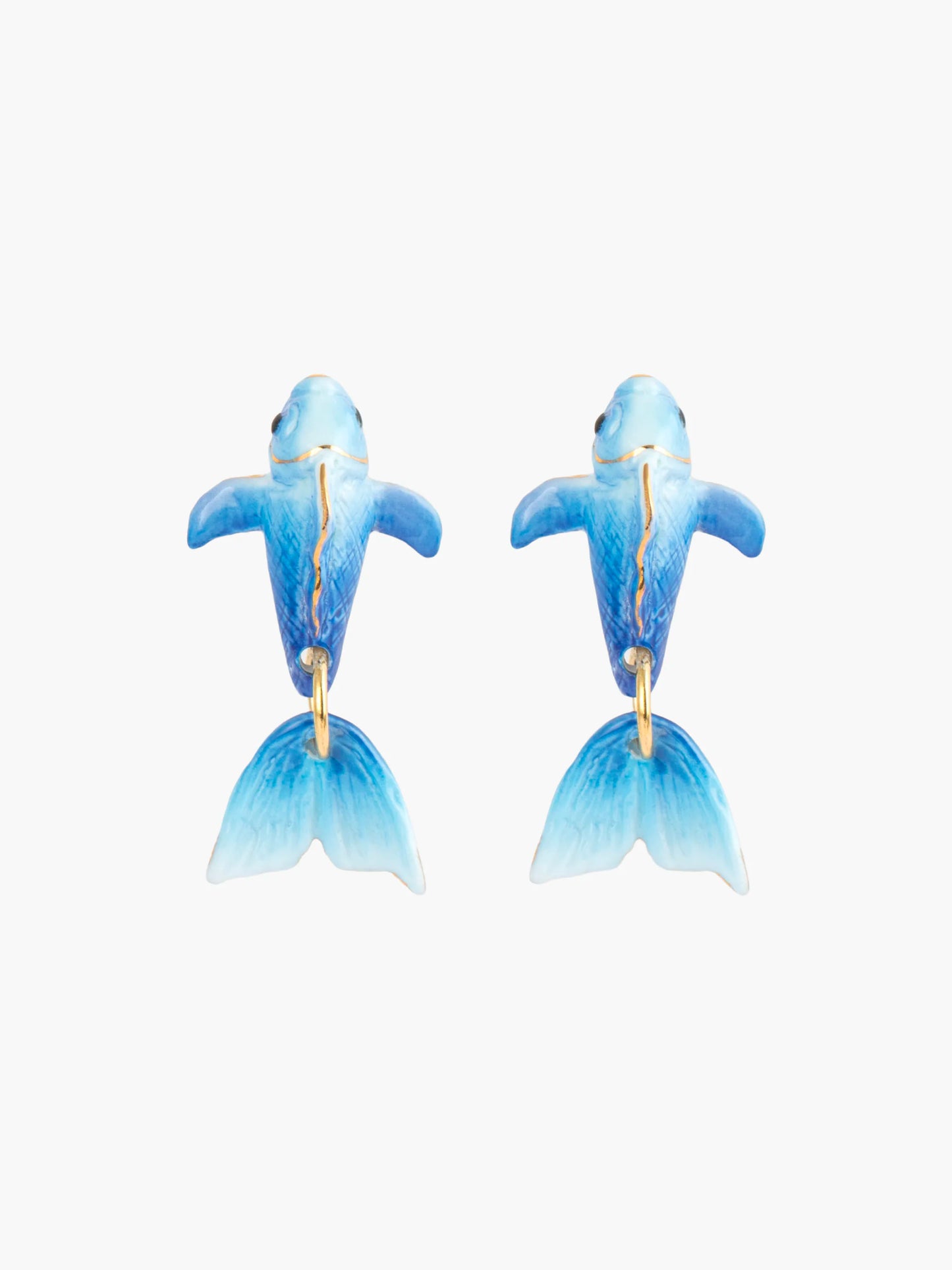 Boucles d'oreilles pendantes carpe bleue