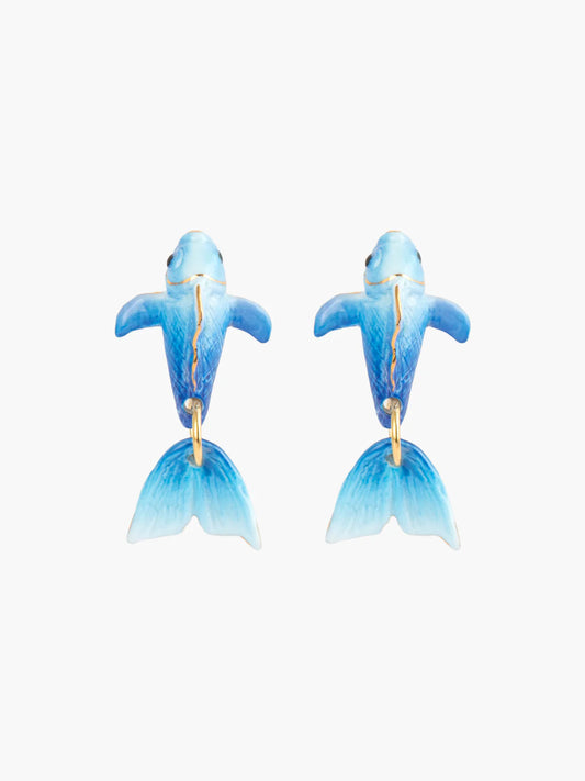 Orecchini pendenti carpa blu