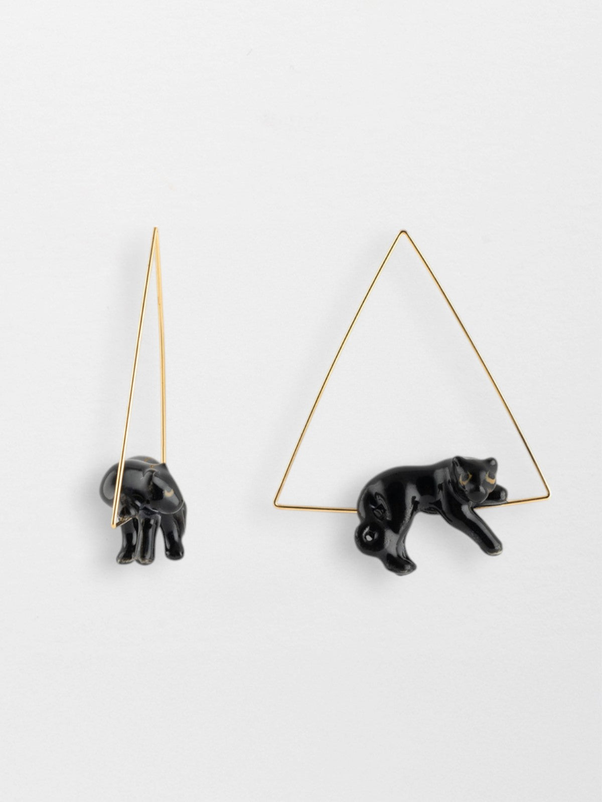 Créoles triangle panthère noire