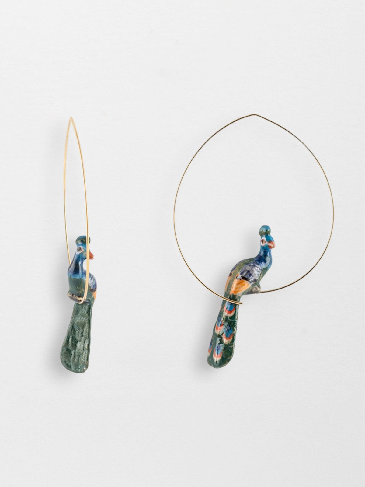 Large peacock hoop earrings