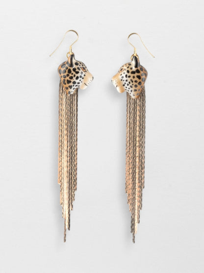 Boucles d'oreilles léopard à franges