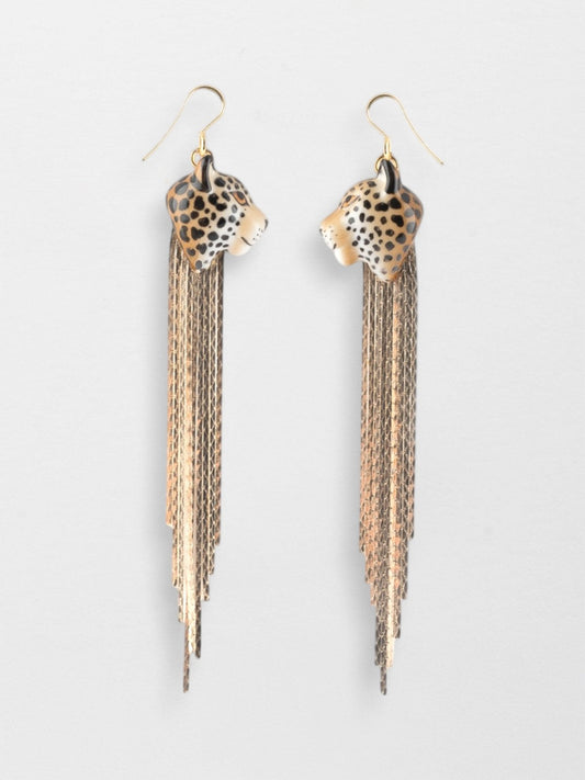 Boucles d'oreilles léopard à franges