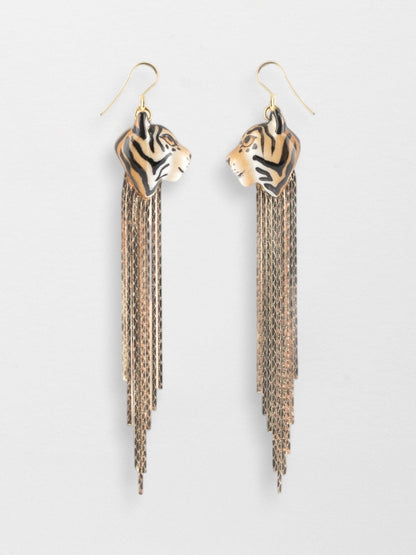 Orecchini con frange di tigre