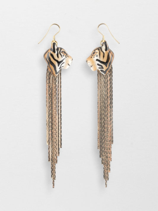 Orecchini con frange di tigre