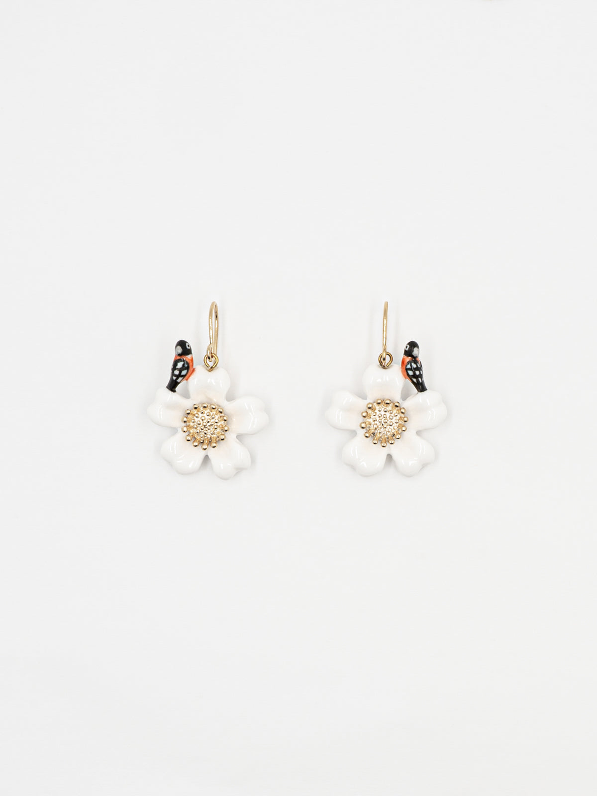 Boucles d'oreilles oiseau et fleur