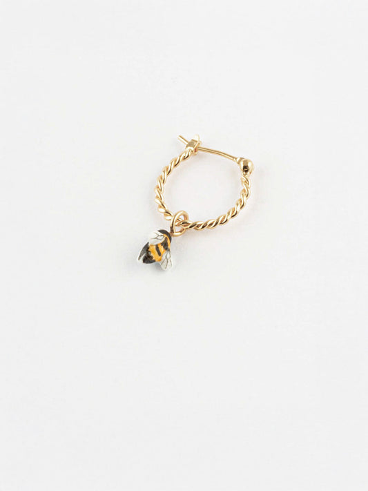 Mini bee hoop earring - Sold individually