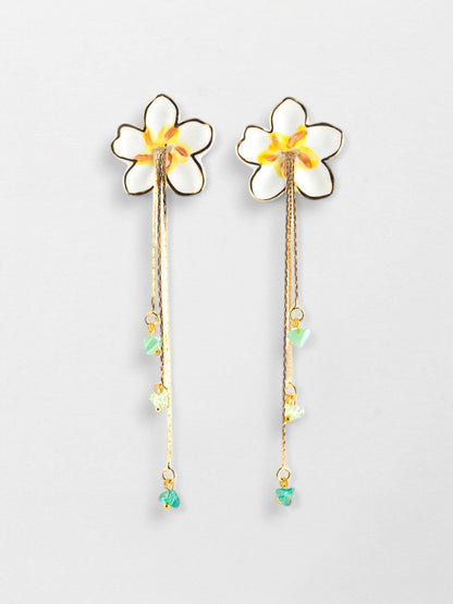 Boucles d'oreilles pendantes fleur de poirier